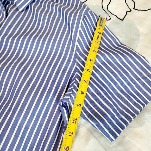 Easy Care Cotton Stripe Print Point collar Short sleeve Button Front shirt Size - Picture 2 of 14